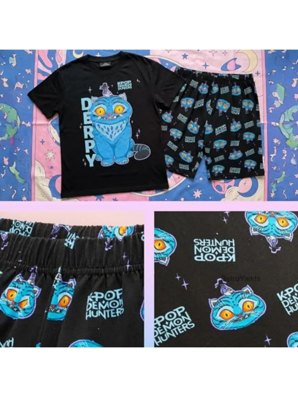 Girls 2-Pc Pajama Set Short Sleeve Cotton Blend Lounge Set